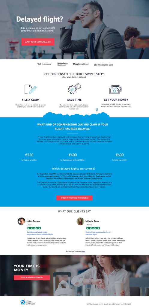 ClaimCompass Flight Compensation Funnel