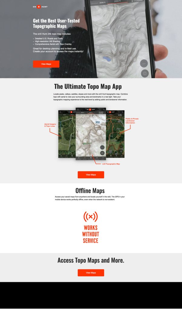 OnX Maps Outdoor Trail Navigation Funnel