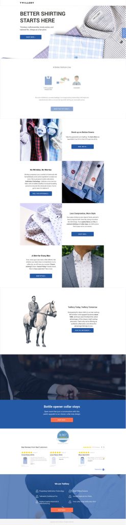Twillory Performance Apparel Landing Page